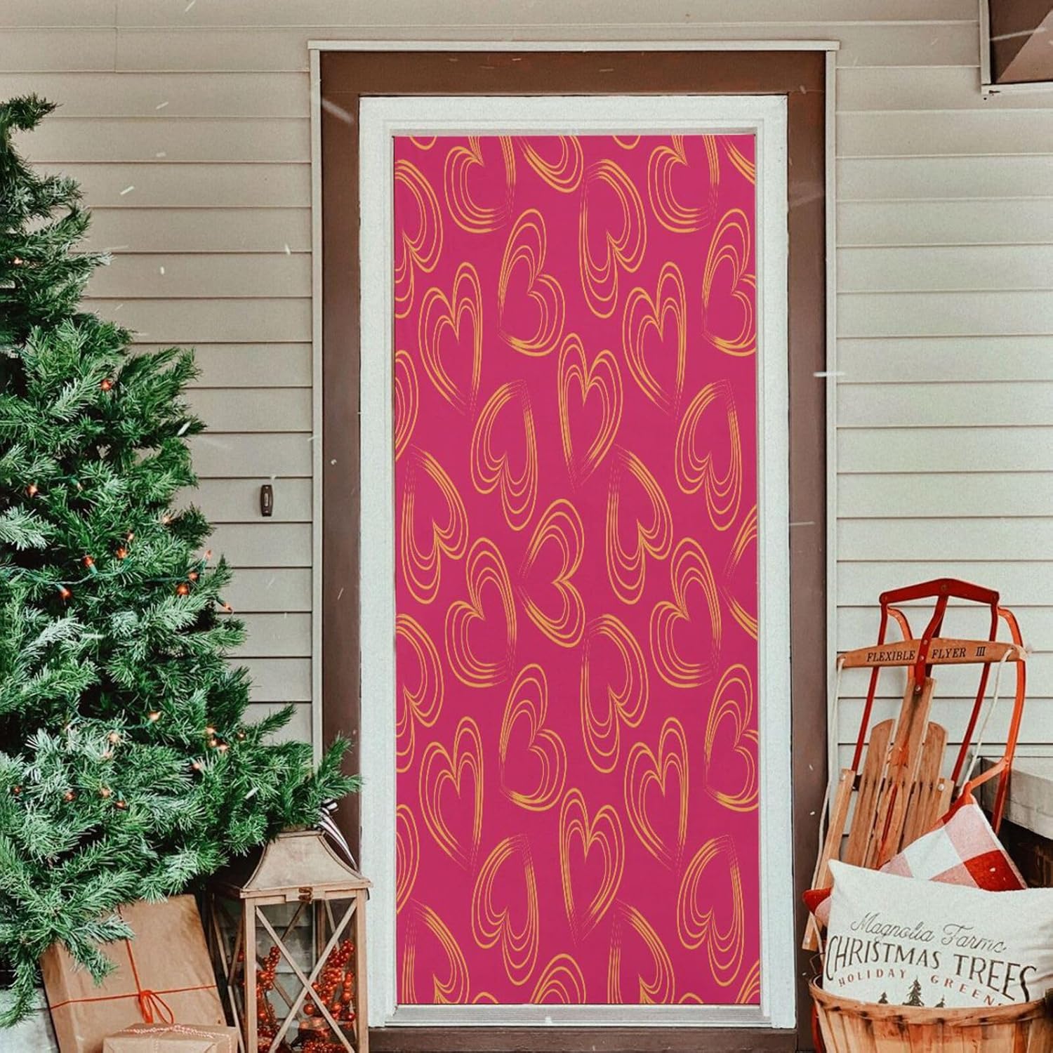 Susiyo Heart Shaped Halloween Door Cover Stretch Fabric 32x79 in
