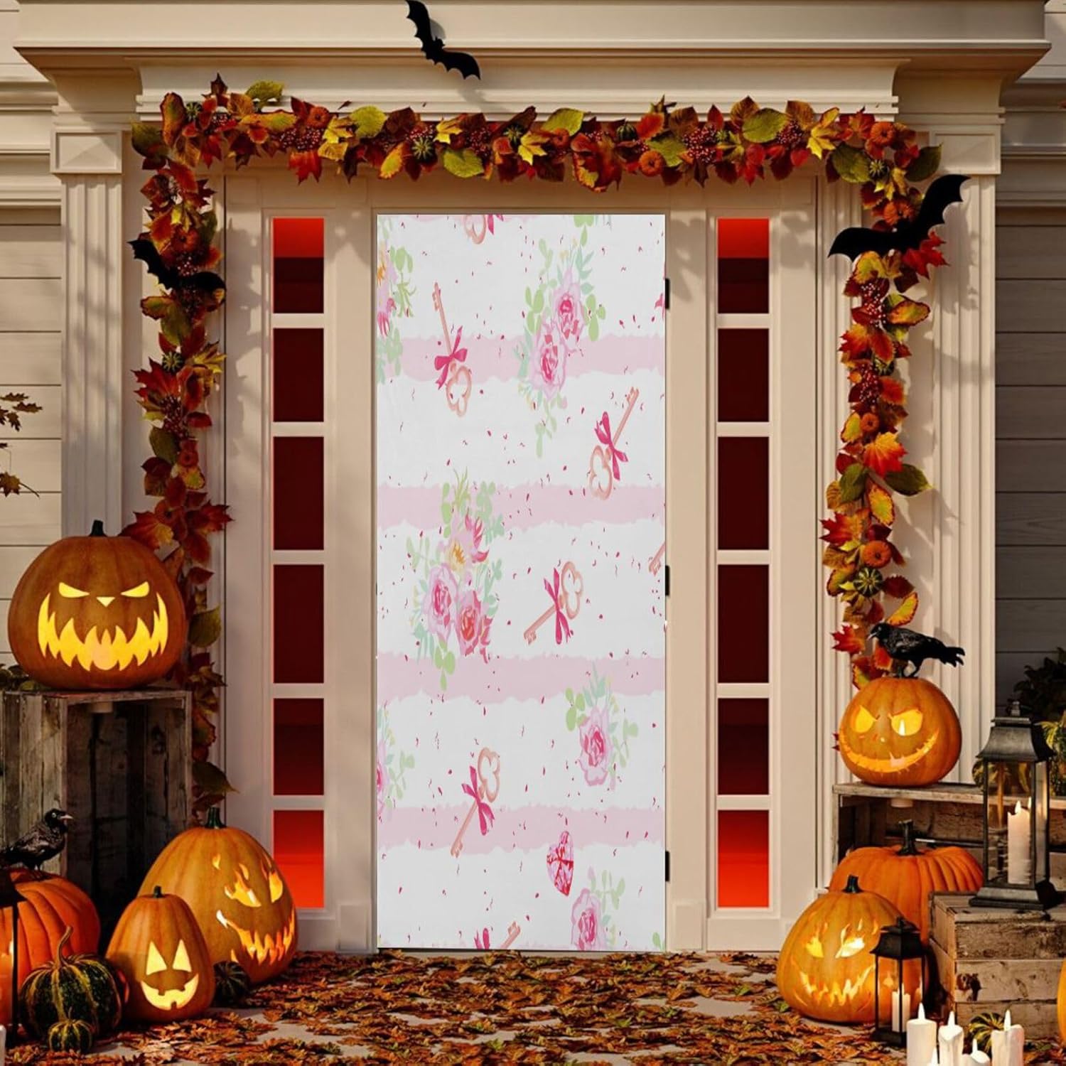 Susiyo Flowers and Old Keys Halloween Door Cover