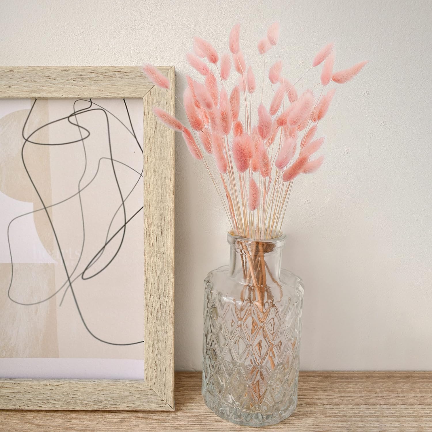 Uieke 17 Inch Natural Bunny Tail Dried Flowers 50 Pcs