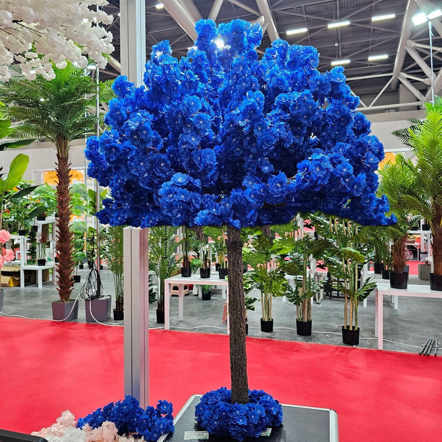 QIUPAI Artificial Cherry Blossom Tree Light Blue Wishing Tree 1mx08m