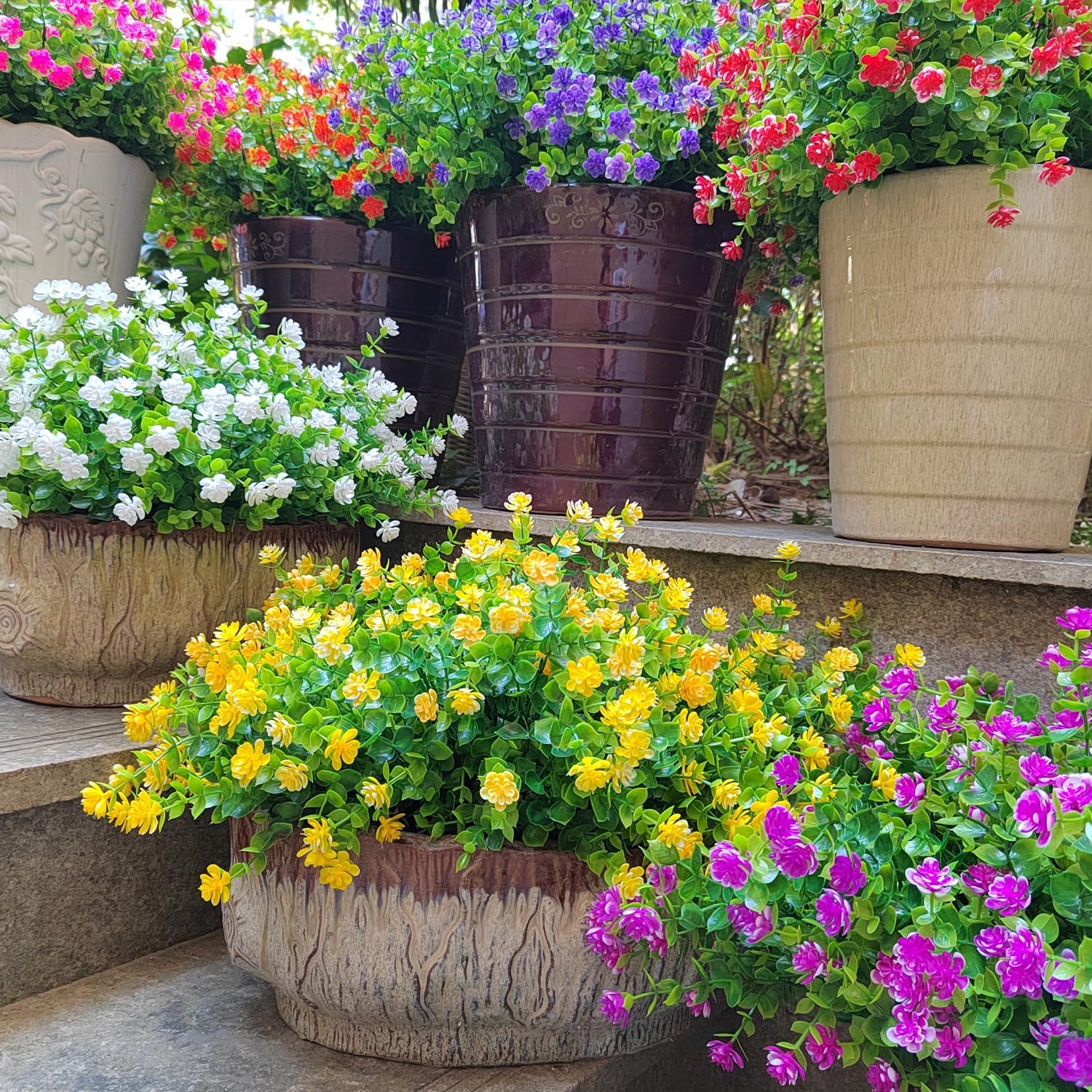 12 Bundles Artificial Flowers for Outdoor Use Yellow