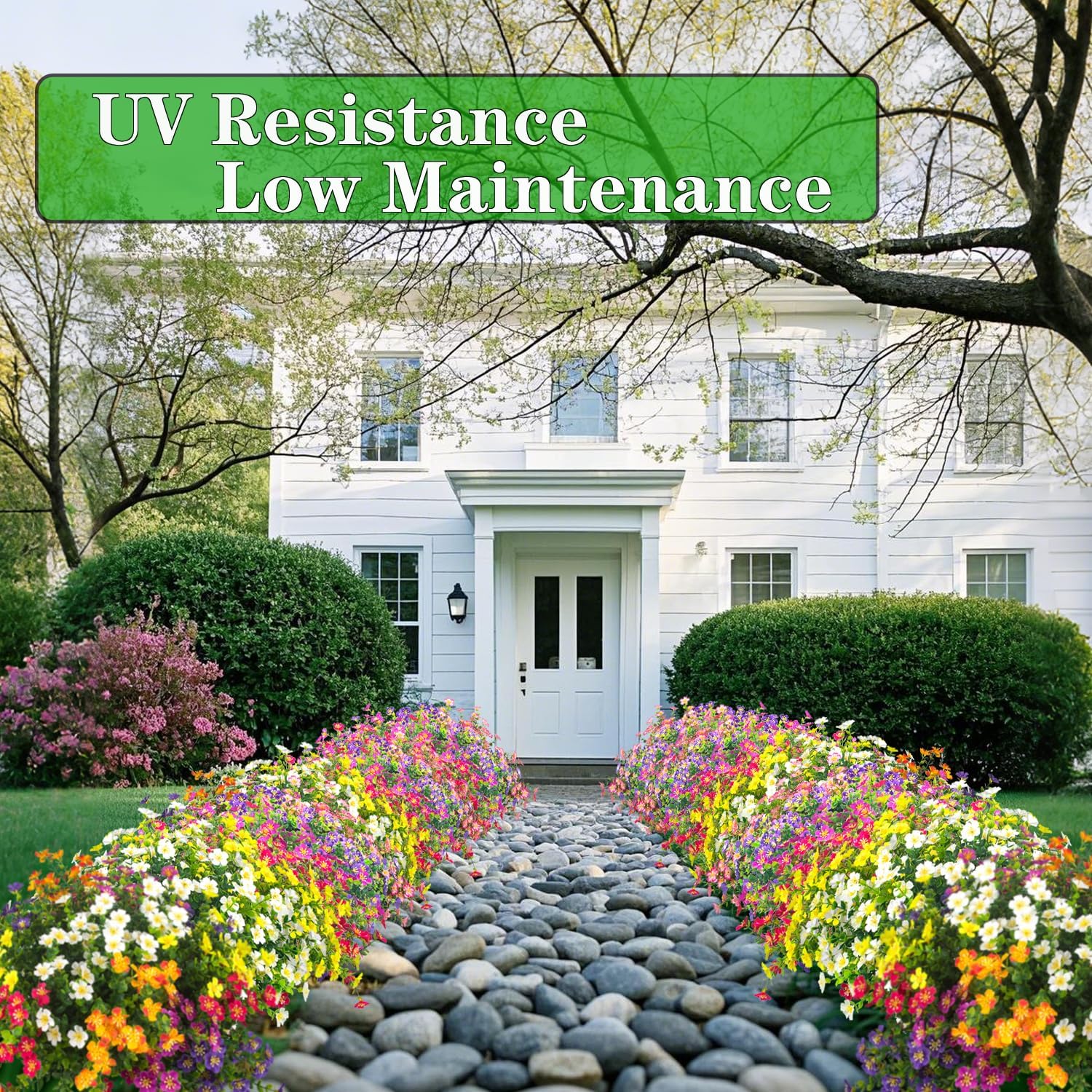 Grunyia Outdoor Artificial Flowers UV Resistant Fade Proof 12 Pack