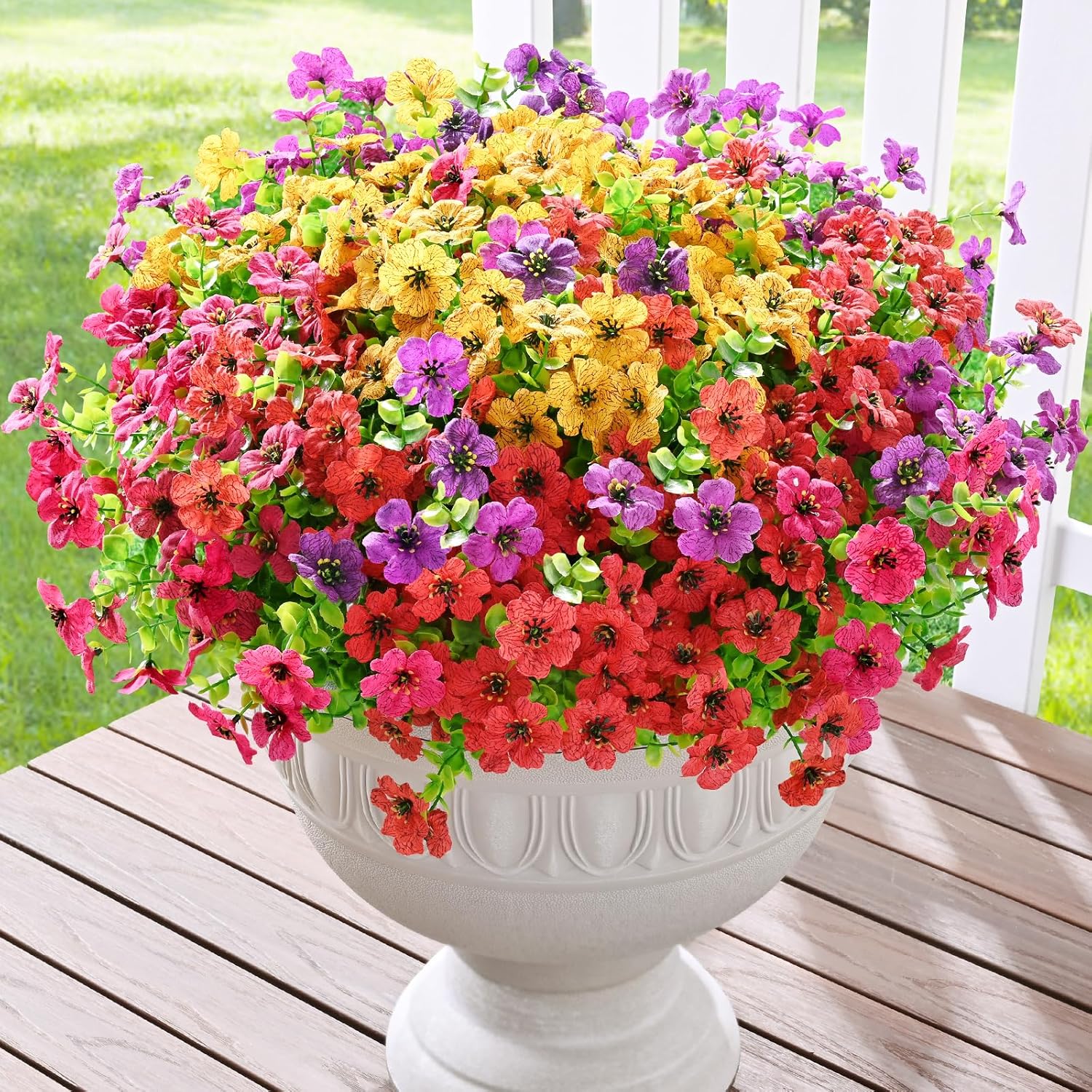 Waipfaru Artificial Flowers Outdoor Set 12 Bundles UV Resistant