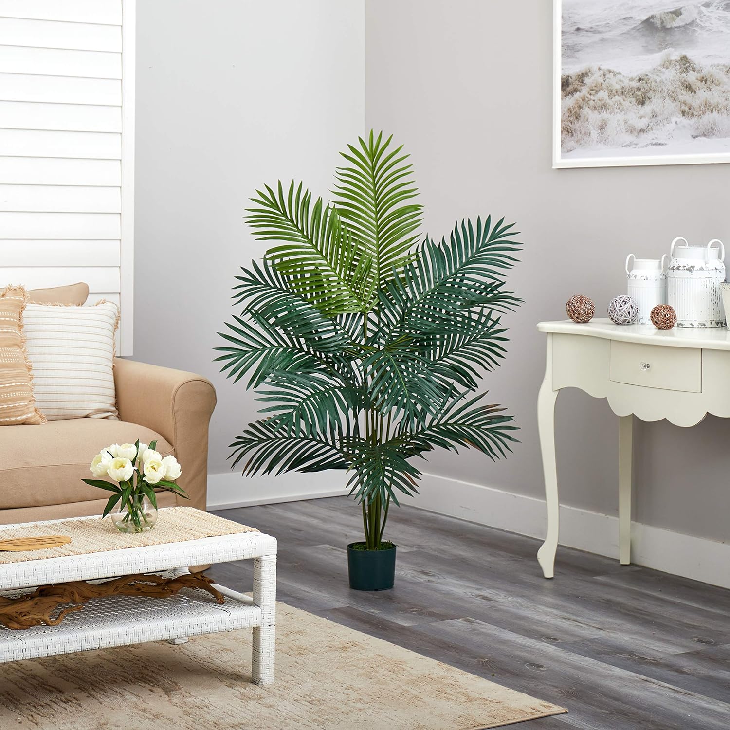 Nearly Natural 5FT Artificial Paradise Palm Tree with 12 Trunks