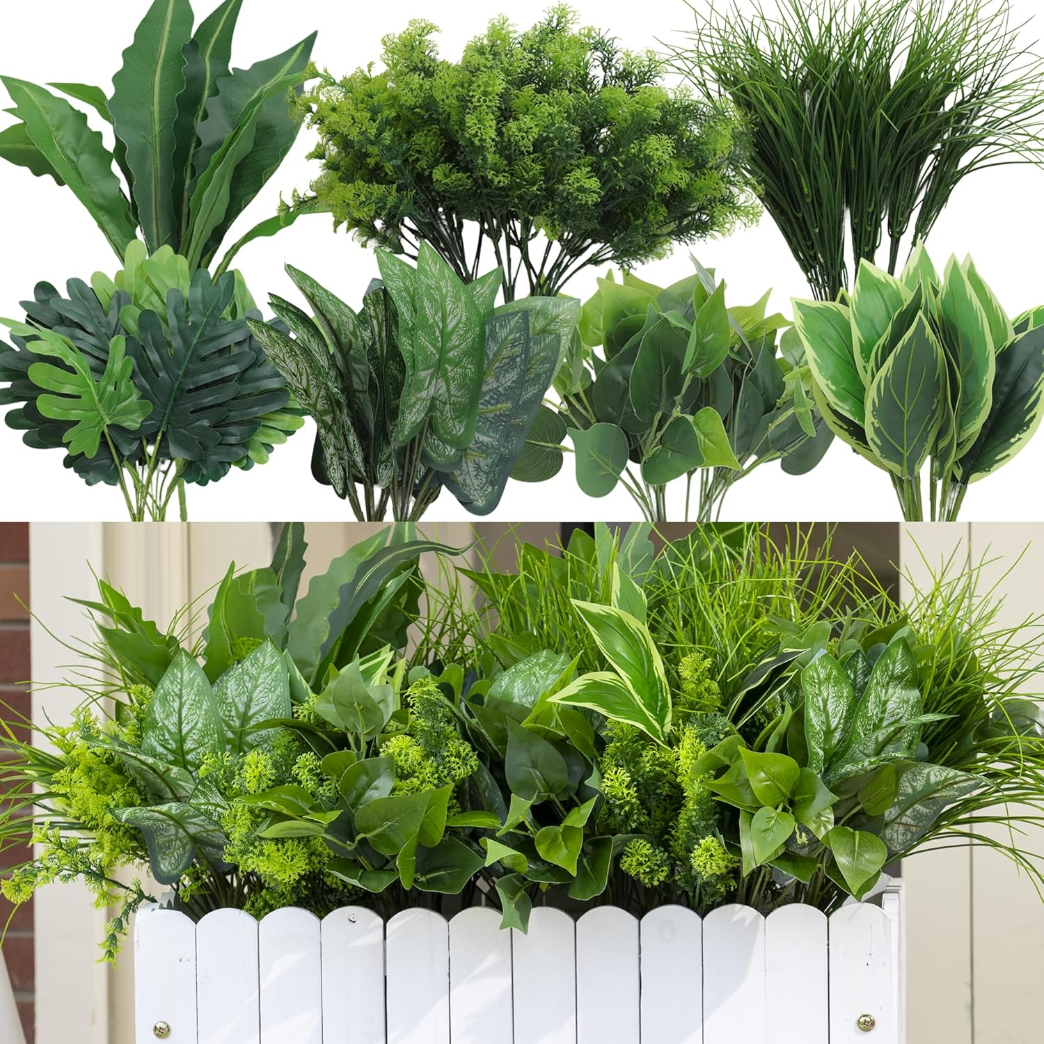 Green Moon 18 Bundles Artificial Plants Outdoor UV Resistant