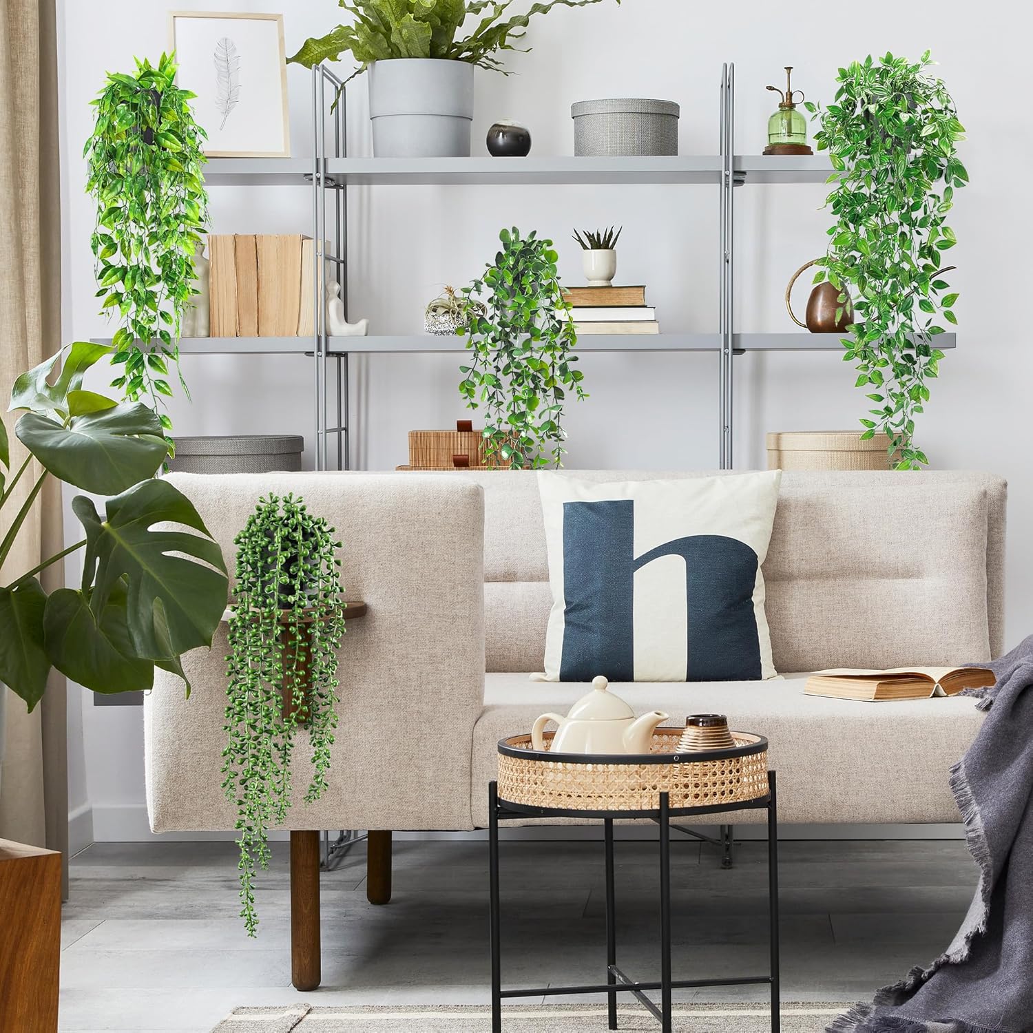 USLAI Artificial Hanging Plants Vine 4 Pack Set