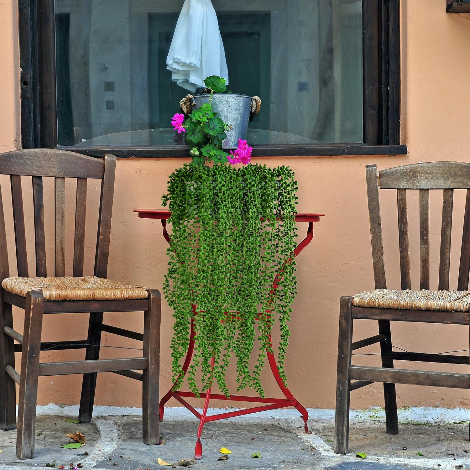 3PCS Artificial Succulents Hanging Plants 275 Inch Fake String of Pearls