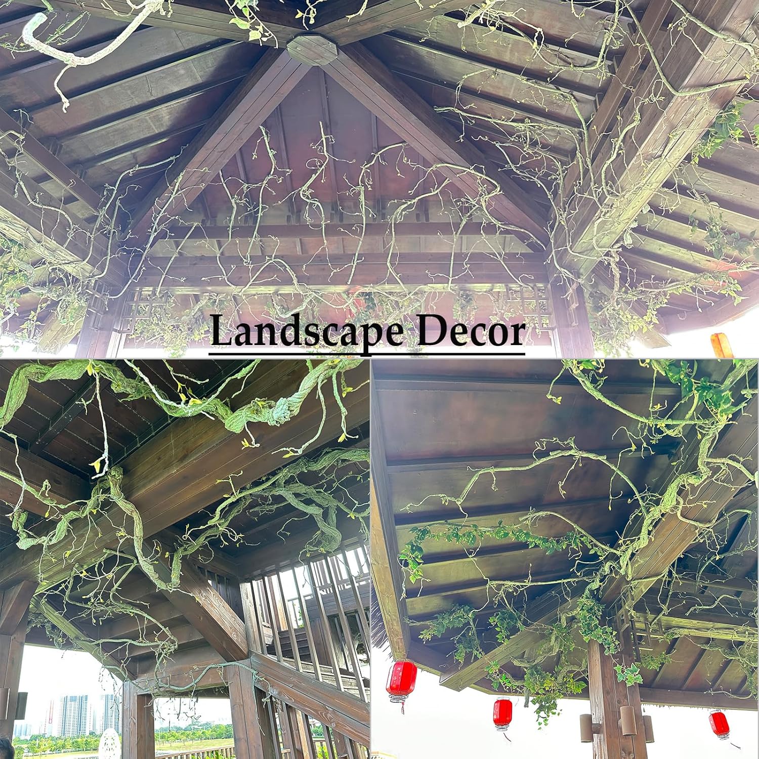 118 Inch Artificial Green Tree Branches with Ivy and Grapevine