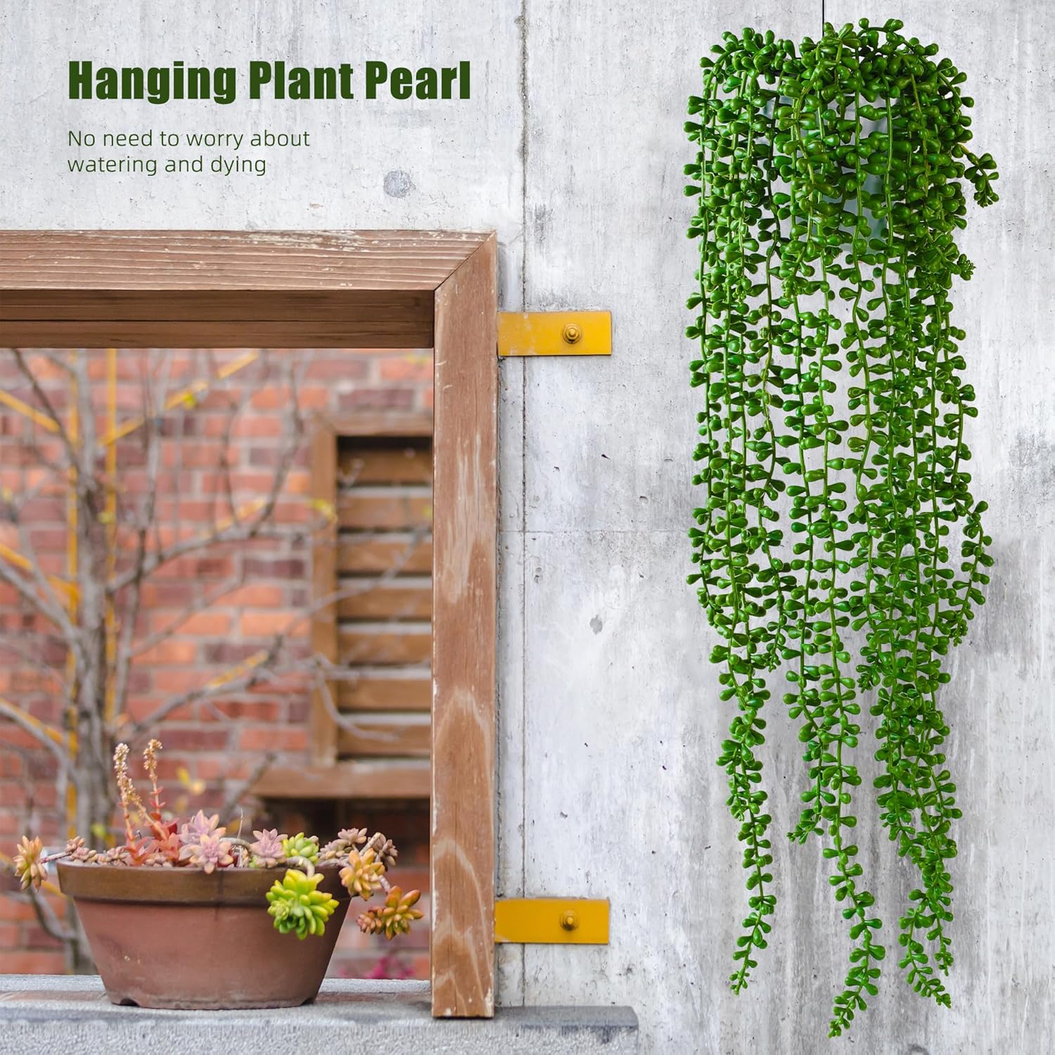 3PCS Artificial Succulents Hanging Plants 275 Inch Fake String of Pearls