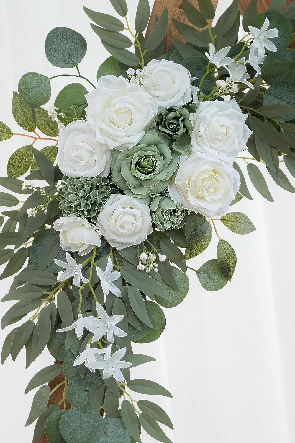 Olalaka 2-Pack Sage Green White Wedding Flower Swag Set