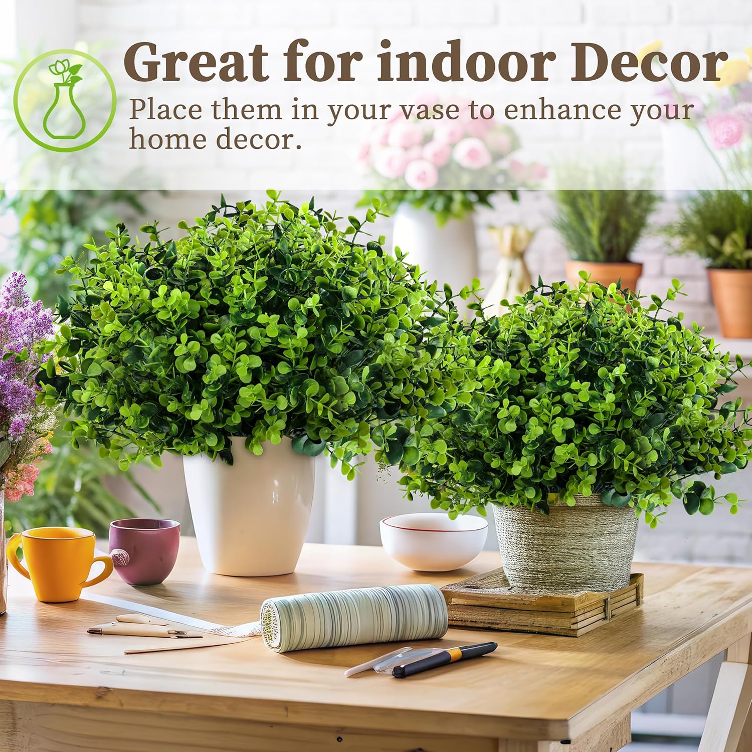 20 Bundle Artificial Boxwood Plants for Decor