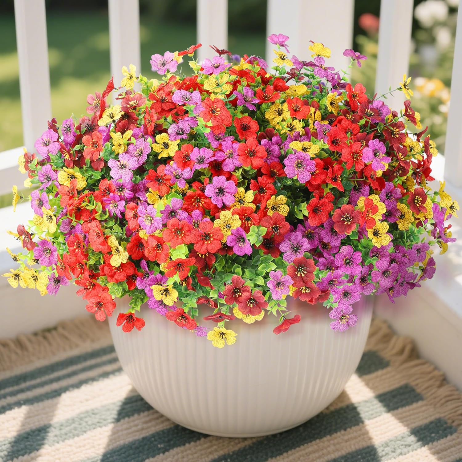 Hommyea Artificial Flowers 12 Bundles UV Resistant Outdoor Decor
