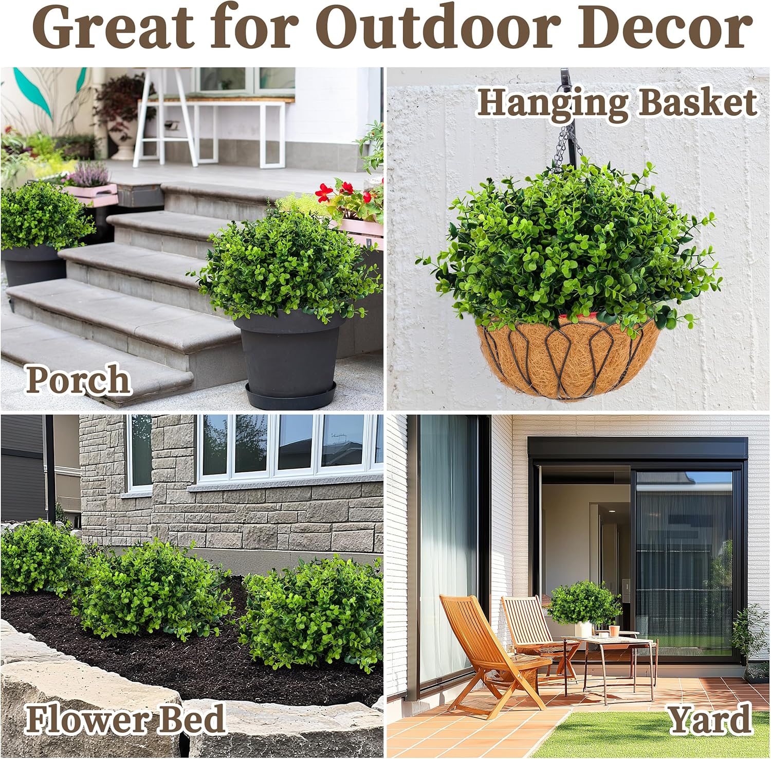 20 Bundle Artificial Boxwood Plants for Decor